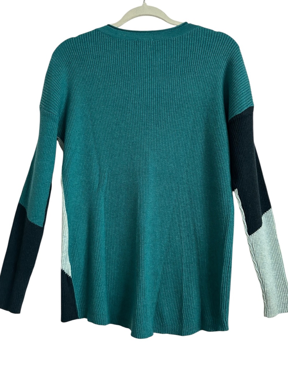 Smartwool Intarsia Everglade Heather Merino Wool Colorblock Rib Sweater M - Picture 4 of 10